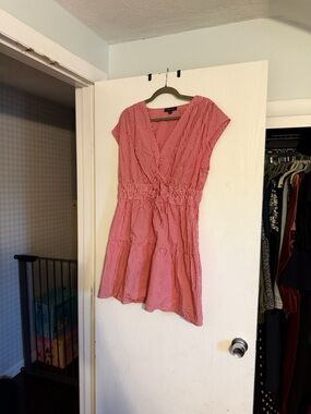 Rachel Zoe Red Gingham V-Neck Tiered Mini Dress